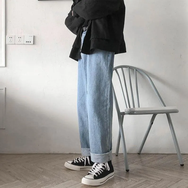 [Korean Style] Cowhide Straight Denim Jeans