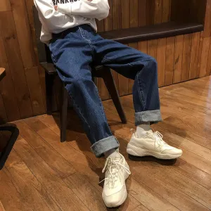 [Korean Style] Cowhide Straight Denim Jeans
