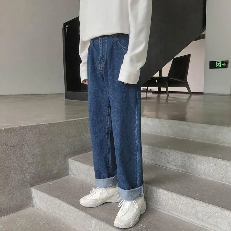 [Korean Style] Cowhide Straight Denim Jeans