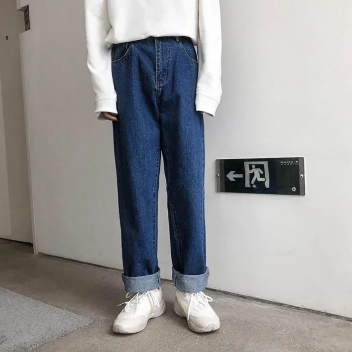 [Korean Style] Cowhide Straight Denim Jeans