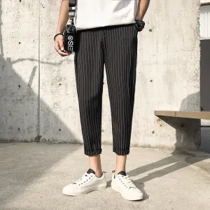 [Korean Style] Deco Stripe Black/Navy Casual Pants