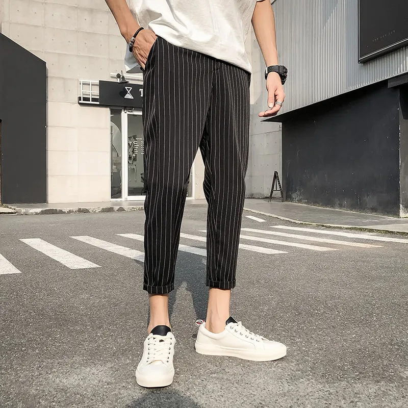 [Korean Style] Deco Stripe Black/Navy Casual Pants