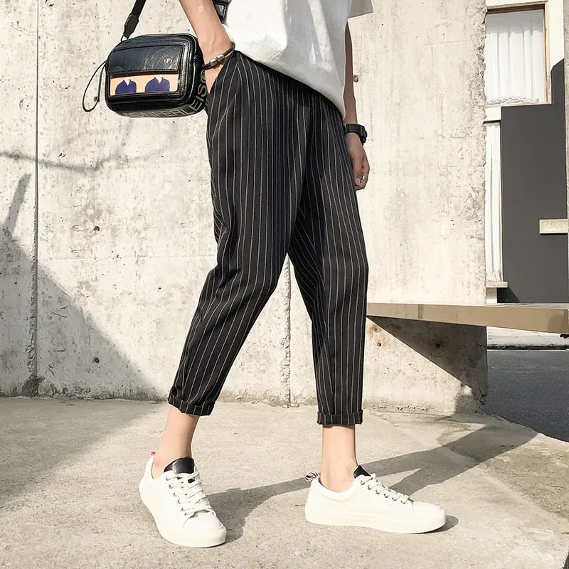 [Korean Style] Deco Stripe Black/Navy Casual Pants