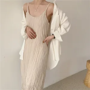 [Korean Style] Drizy Spaghetti Maxi Dress