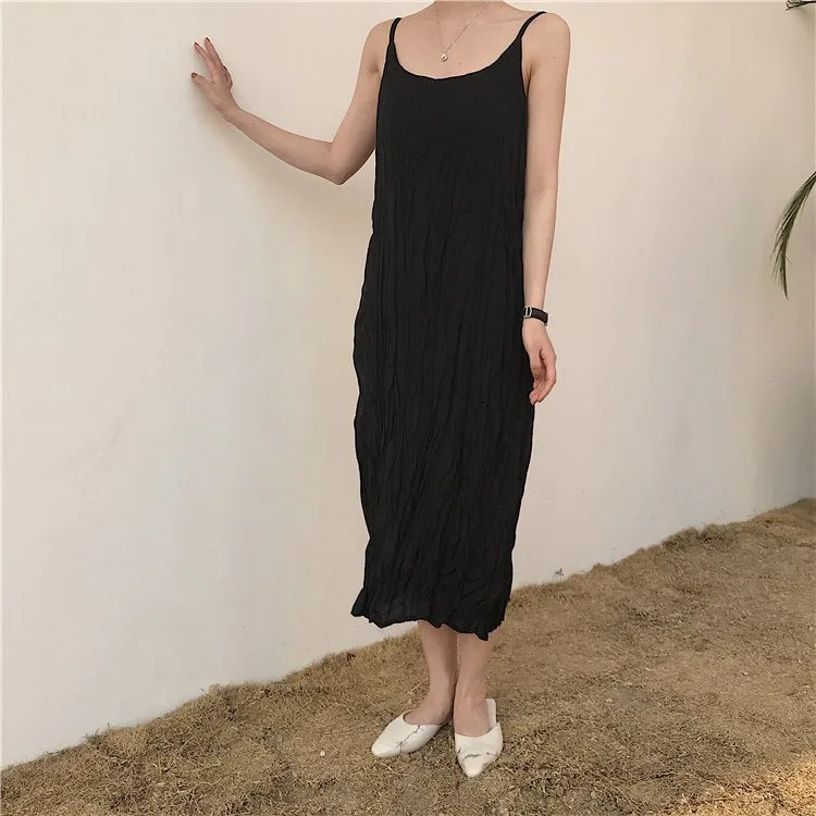[Korean Style] Drizy Spaghetti Maxi Dress