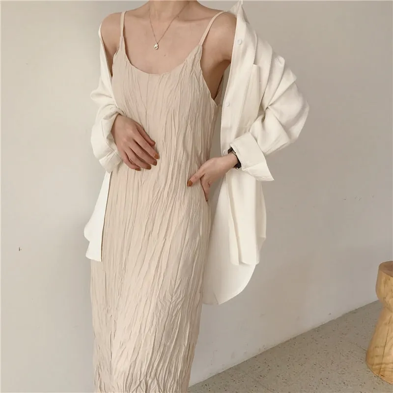 [Korean Style] Drizy Spaghetti Maxi Dress