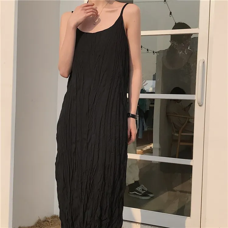 [Korean Style] Drizy Spaghetti Maxi Dress