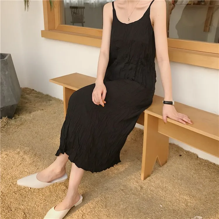 [Korean Style] Drizy Spaghetti Maxi Dress