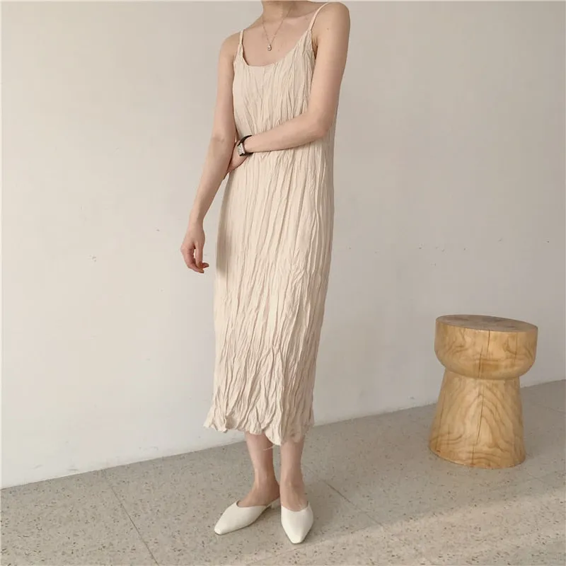 [Korean Style] Drizy Spaghetti Maxi Dress