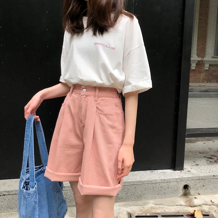 [Korean Style] Fayee High Waist Solid Color Shorts