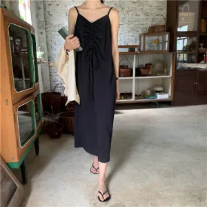 [Korean Style] Fayet Drawstring Long Camis Dress