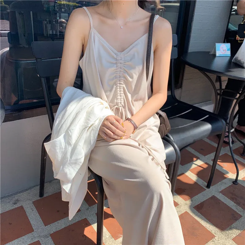 [Korean Style] Fayet Drawstring Long Camis Dress