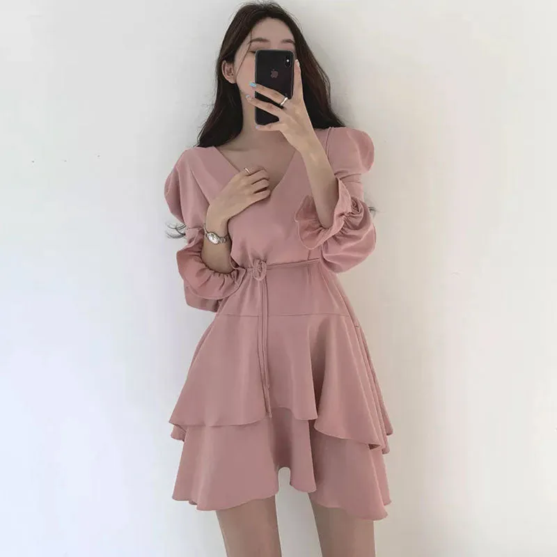 [Korean Style] Freyja Ruffle Mini Dress
