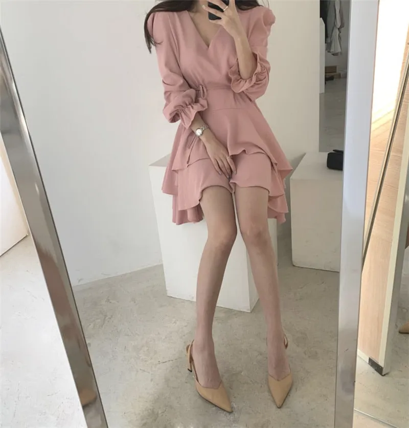 [Korean Style] Freyja Ruffle Mini Dress