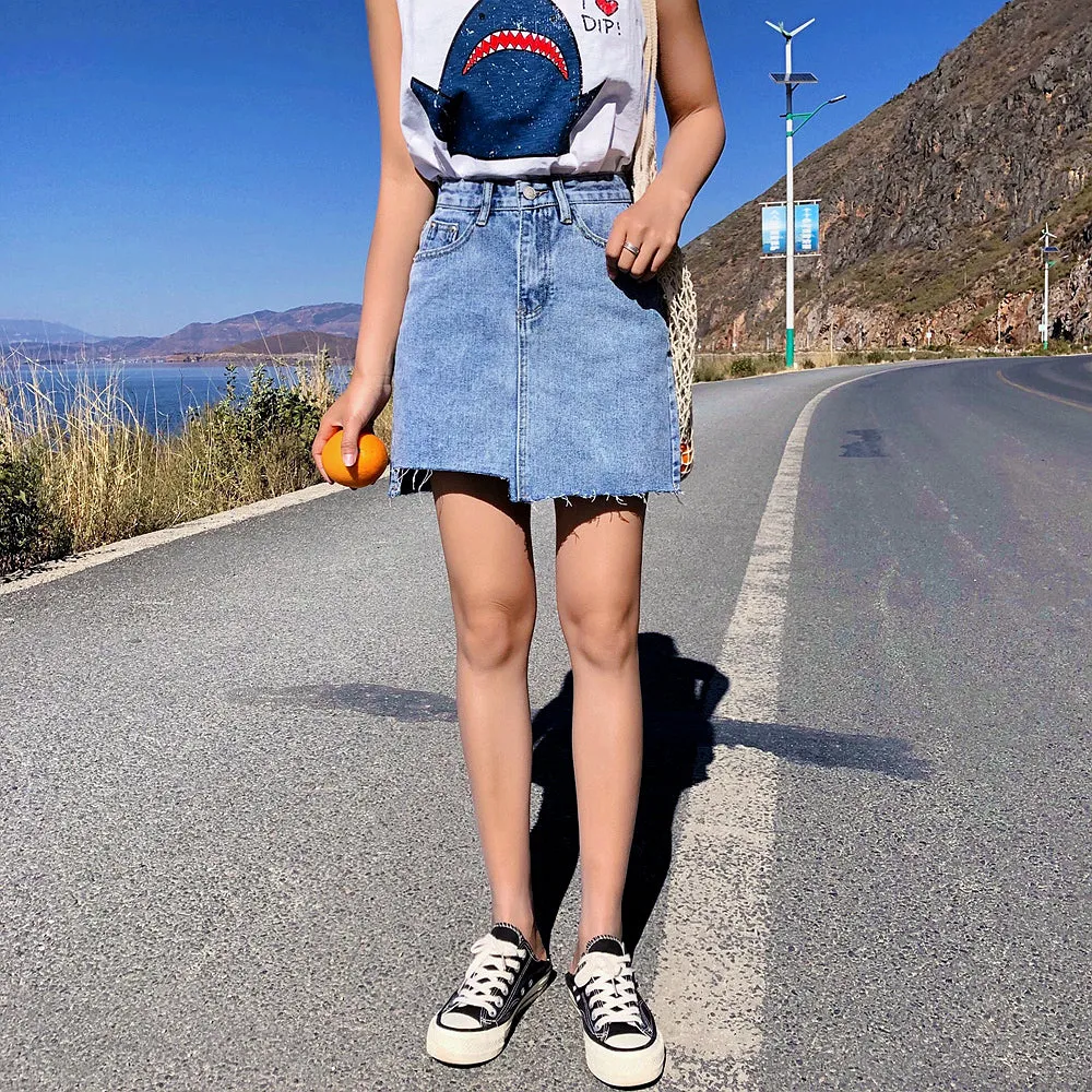 [Korean Style] Gein High Waist Denim Skirt