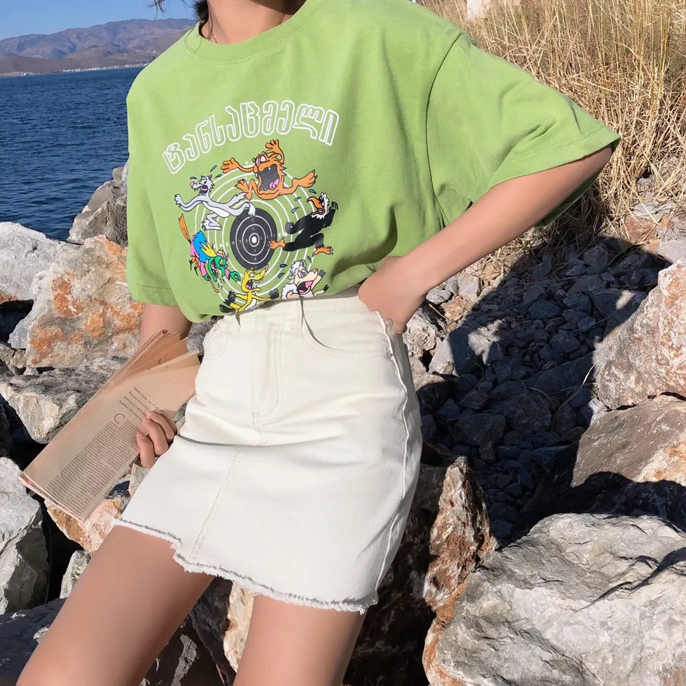 [Korean Style] Gein High Waist Denim Skirt