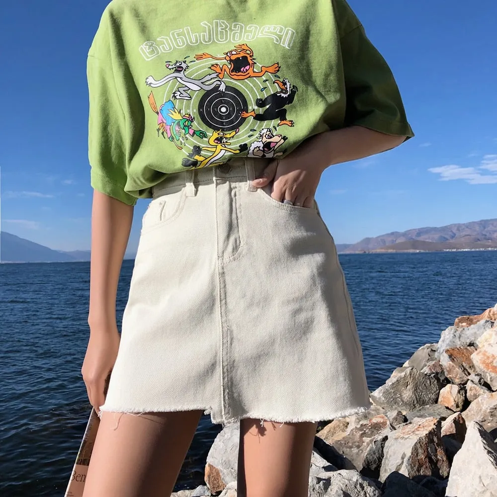 [Korean Style] Gein High Waist Denim Skirt