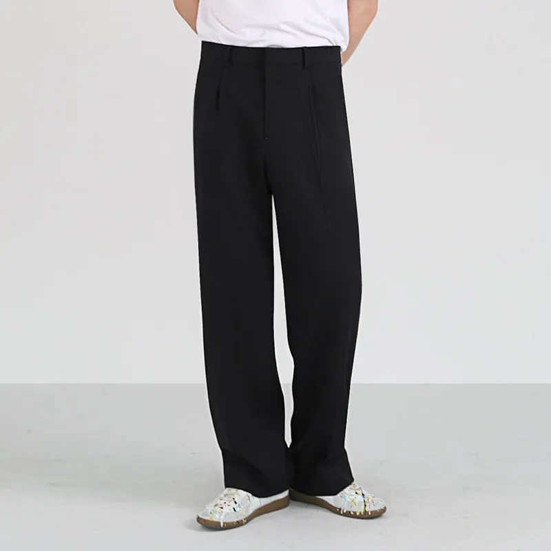 [Korean Style] Grey/black Ice Silk Wide Leg Pants