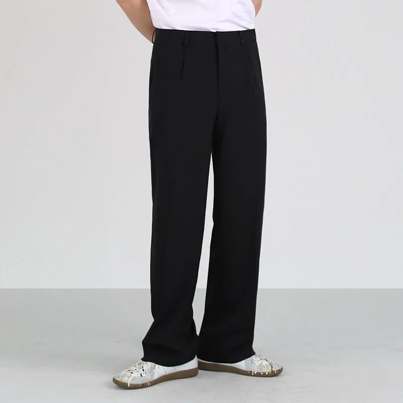 [Korean Style] Grey/black Ice Silk Wide Leg Pants