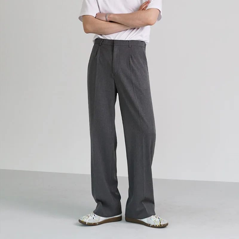 [Korean Style] Grey/black Ice Silk Wide Leg Pants