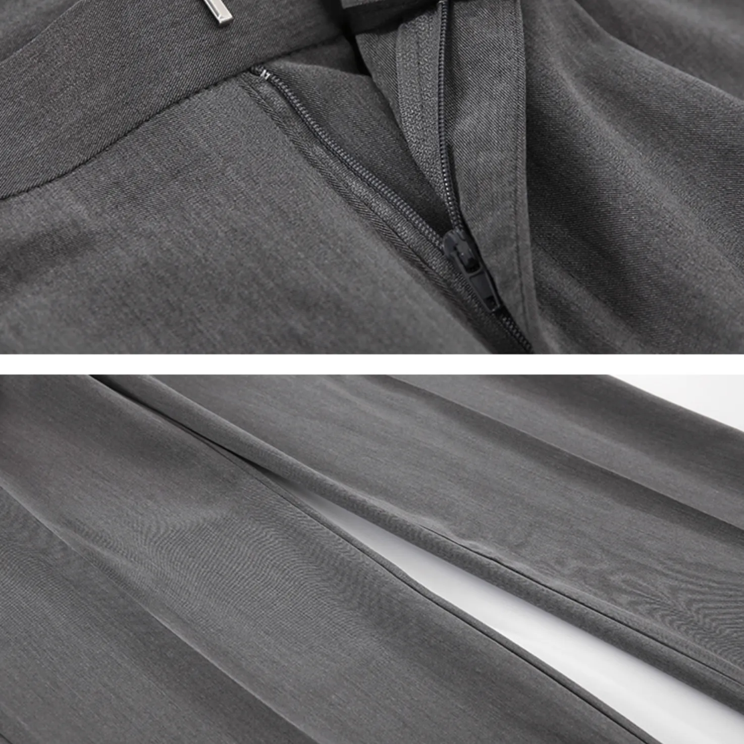 [Korean Style] Grey/black Ice Silk Wide Leg Pants