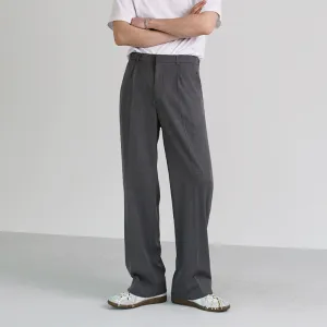 [Korean Style] Grey/black Ice Silk Wide Leg Pants