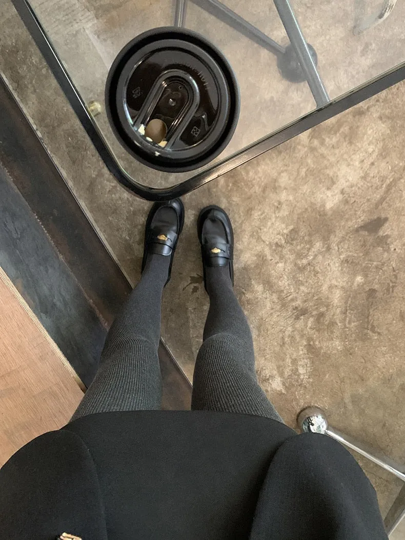 [Korean Style] High Waisted Tummy Control Thick Stretchy Stirrup Legging Tights