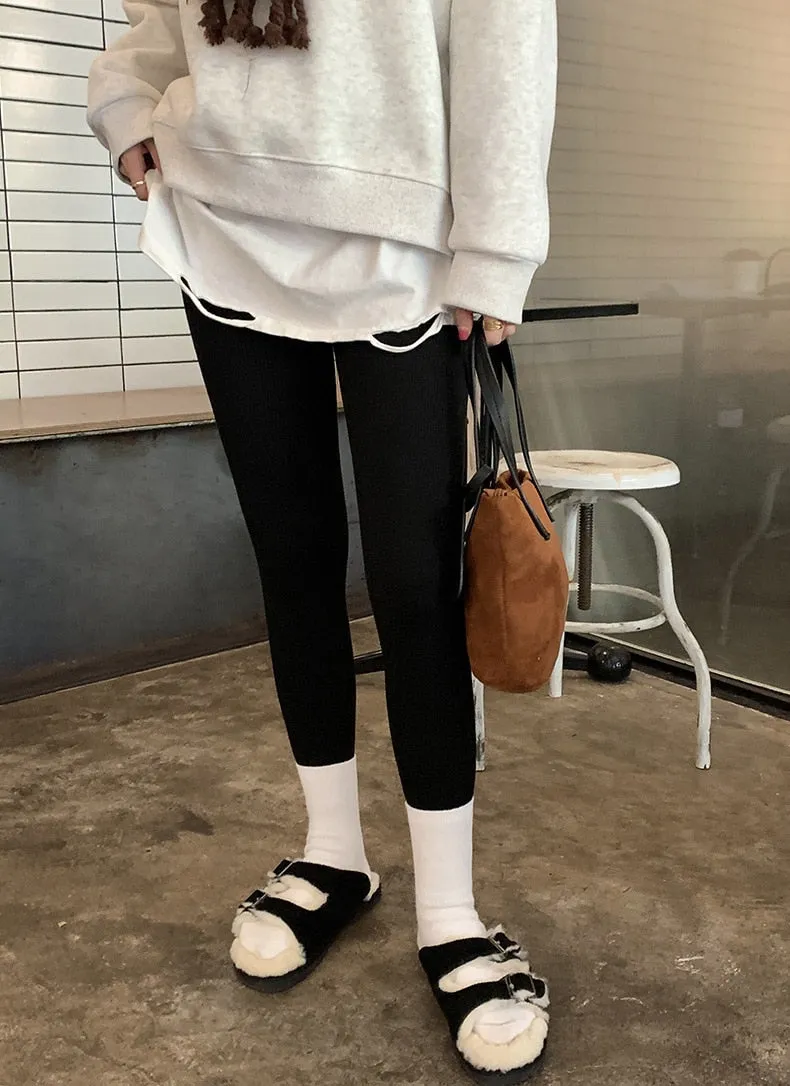 [Korean Style] High Waisted Tummy Control Thick Stretchy Stirrup Legging Tights