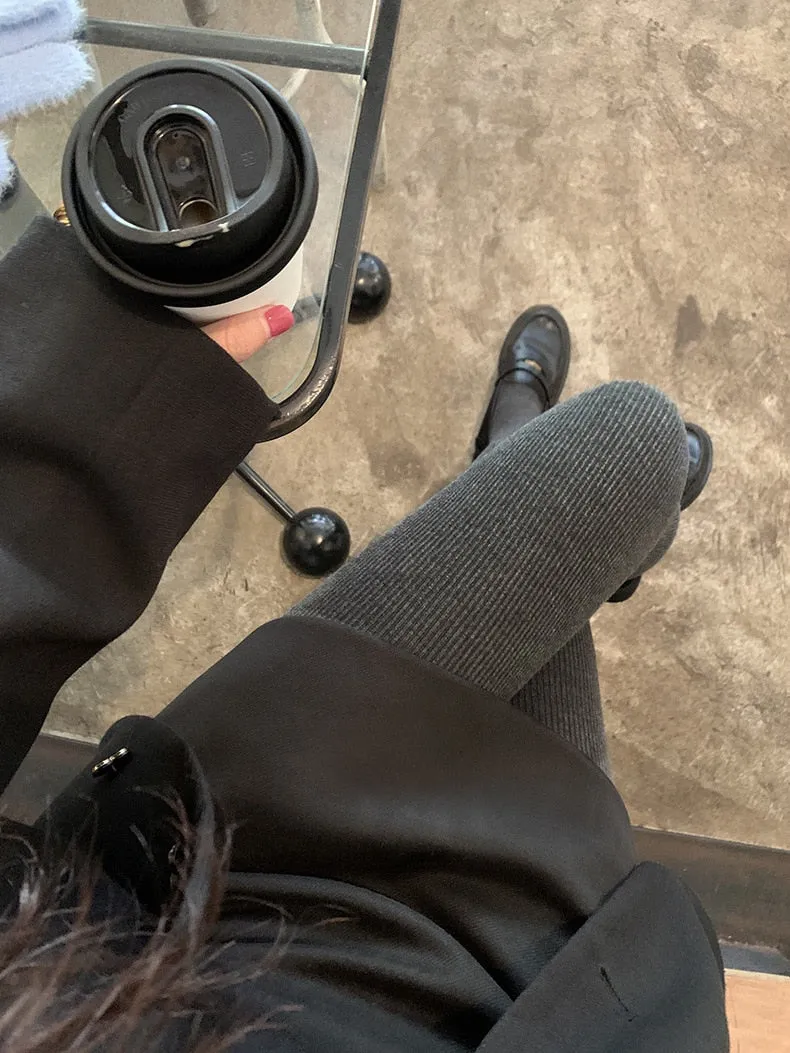 [Korean Style] High Waisted Tummy Control Thick Stretchy Stirrup Legging Tights