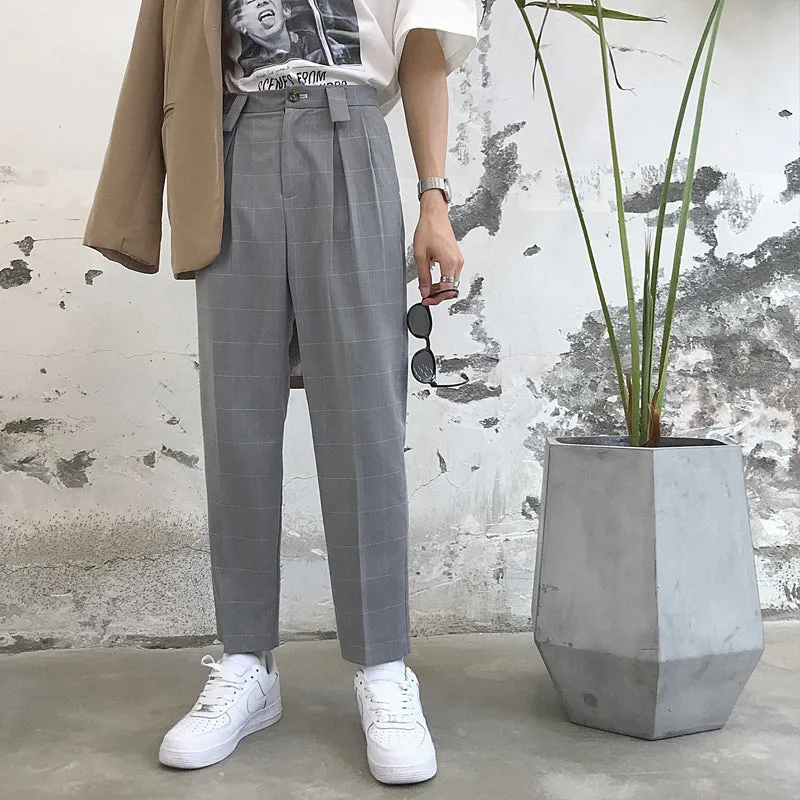 [Korean Style] Hust Straight Plaid Trousers