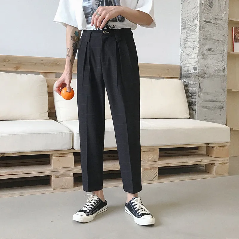 [Korean Style] Hust Straight Plaid Trousers