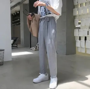 [Korean Style] Hust Straight Plaid Trousers