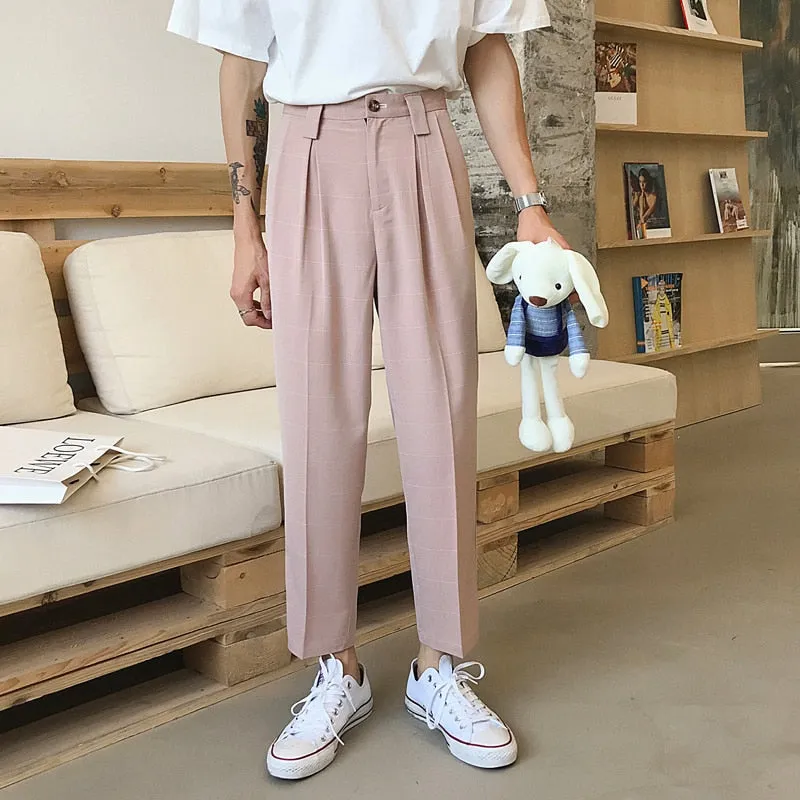 [Korean Style] Hust Straight Plaid Trousers