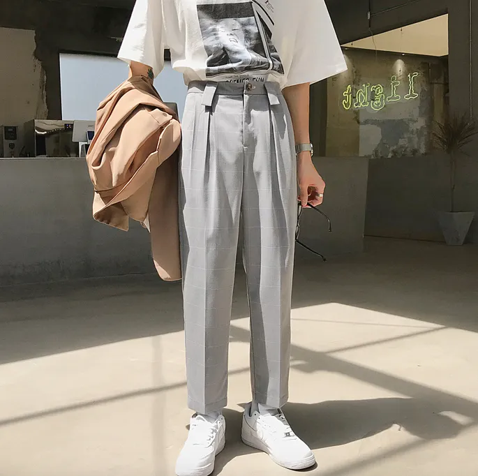 [Korean Style] Hust Straight Plaid Trousers