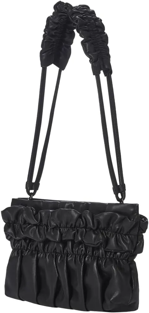 KWANI Tate Ruched Mini Handbags PU Leather Cross Body Bag Clutch Purse Wristlet Wallet for Women 2 Types Straps