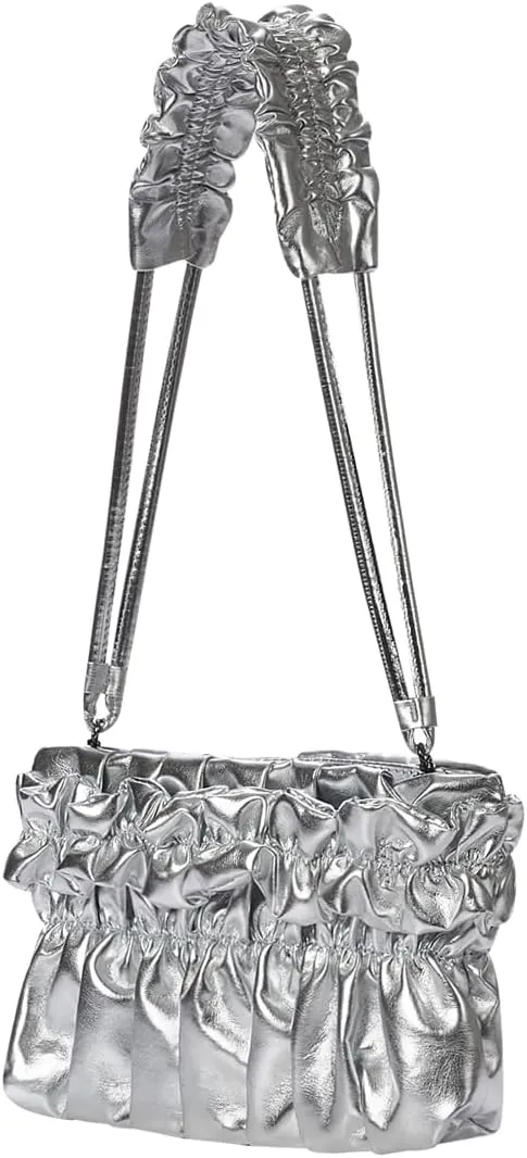 KWANI Tate Ruched Mini Handbags PU Leather Cross Body Bag Clutch Purse Wristlet Wallet for Women 2 Types Straps