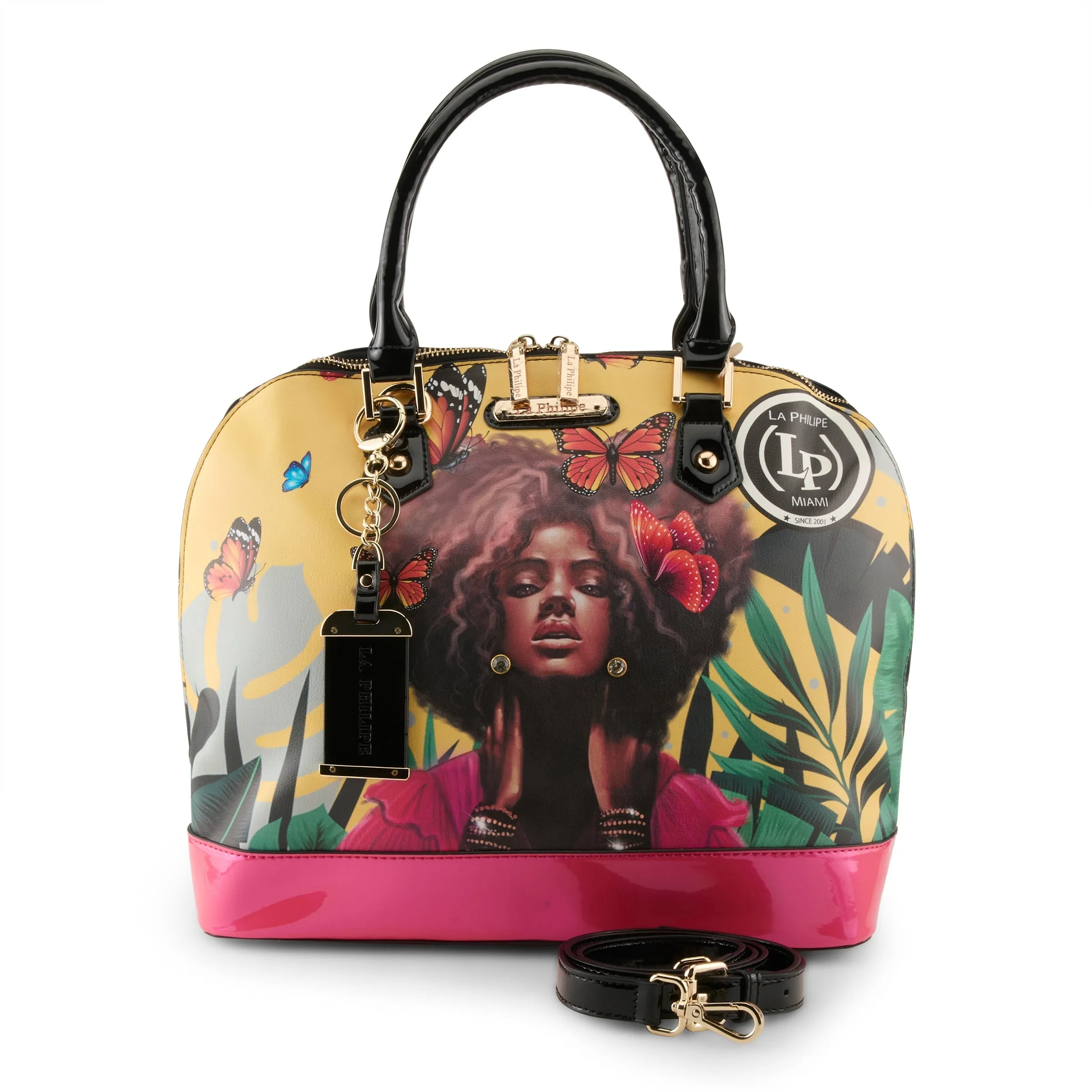 La Philipe Butterfly Fly Handbag Oval Women’s Pu Leather Yellow Lp1027 12