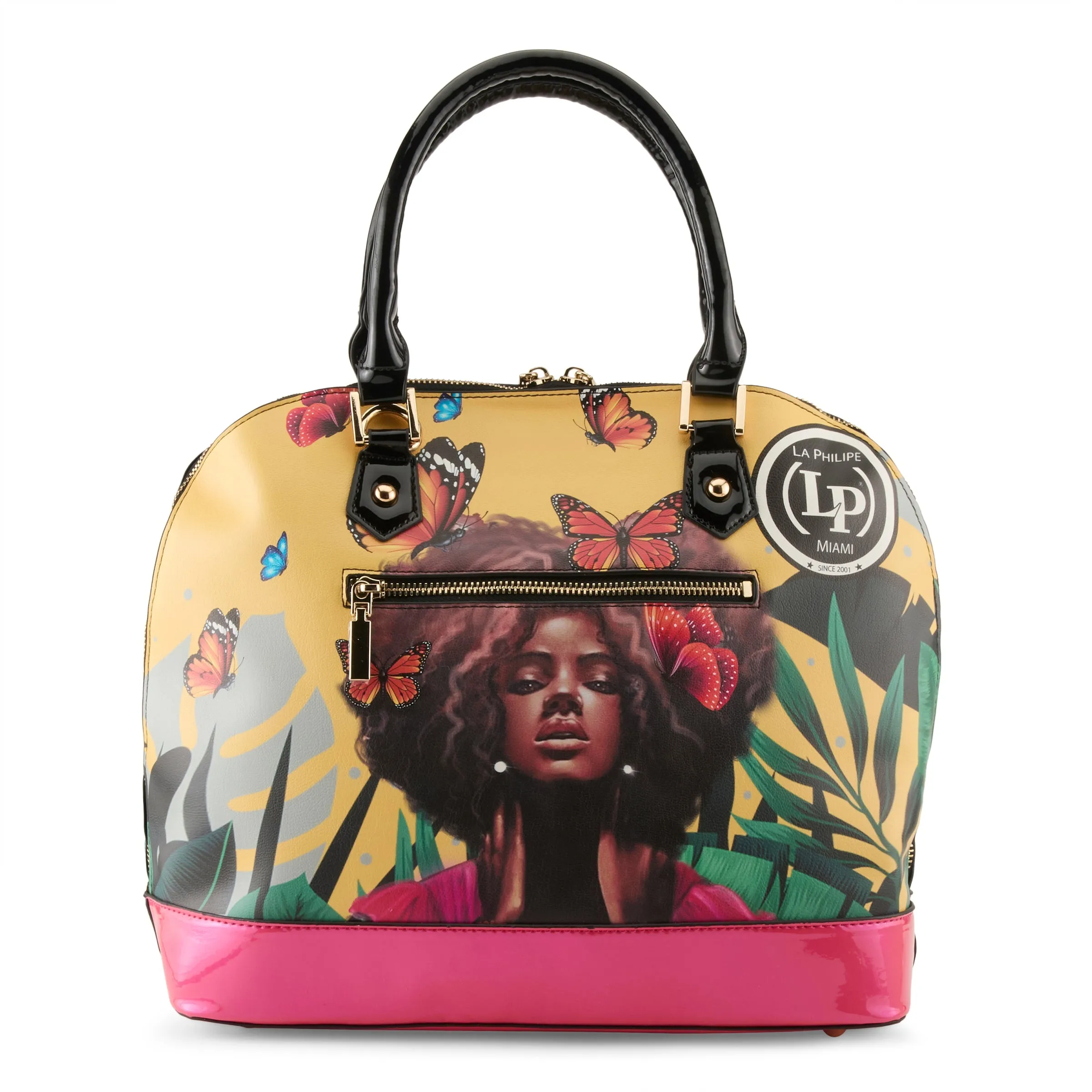 La Philipe Butterfly Fly Handbag Oval Women’s Pu Leather Yellow Lp1027 12
