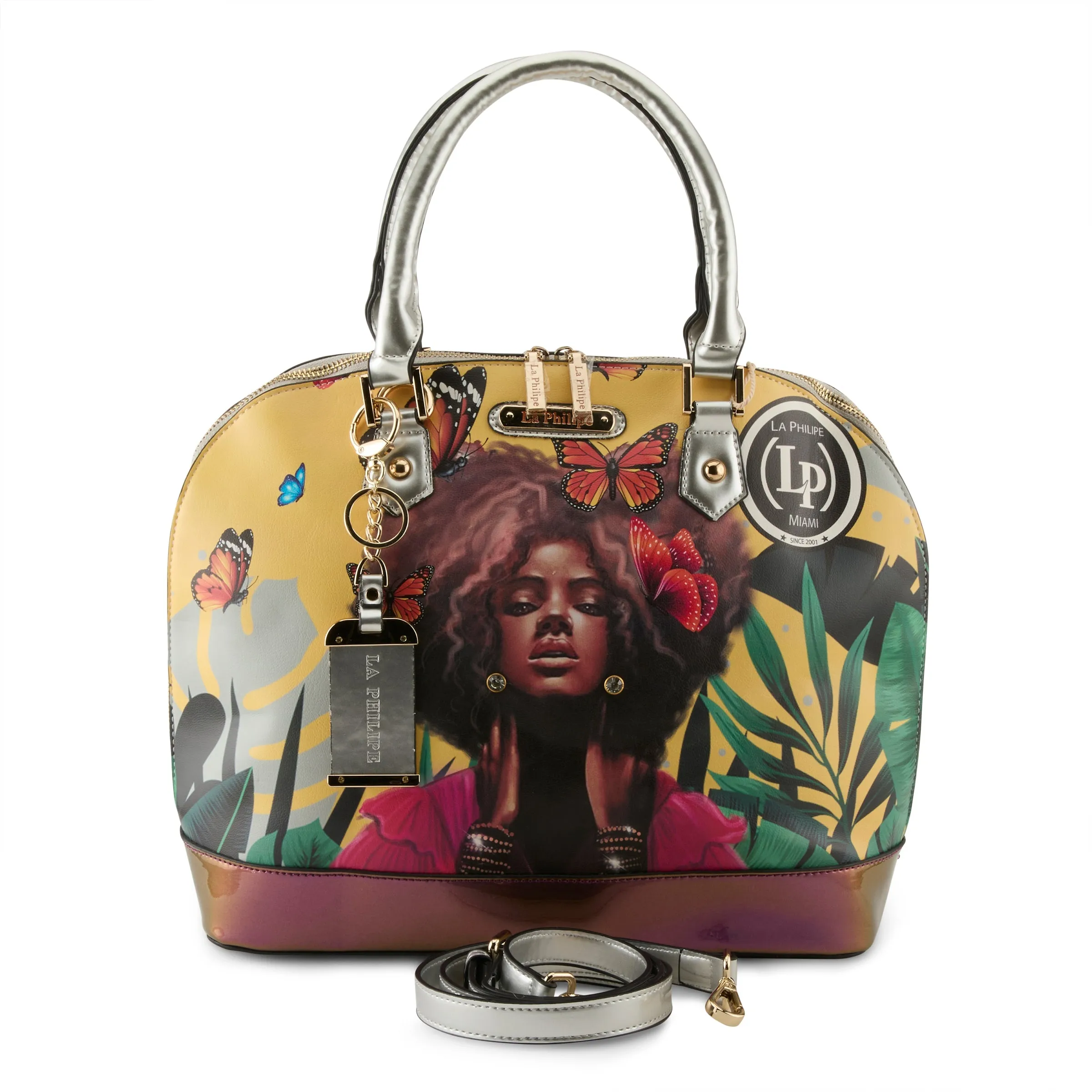 La Philipe Butterfly Fly Handbag Oval Women’s Pu Leather Yellow Lp1027 12