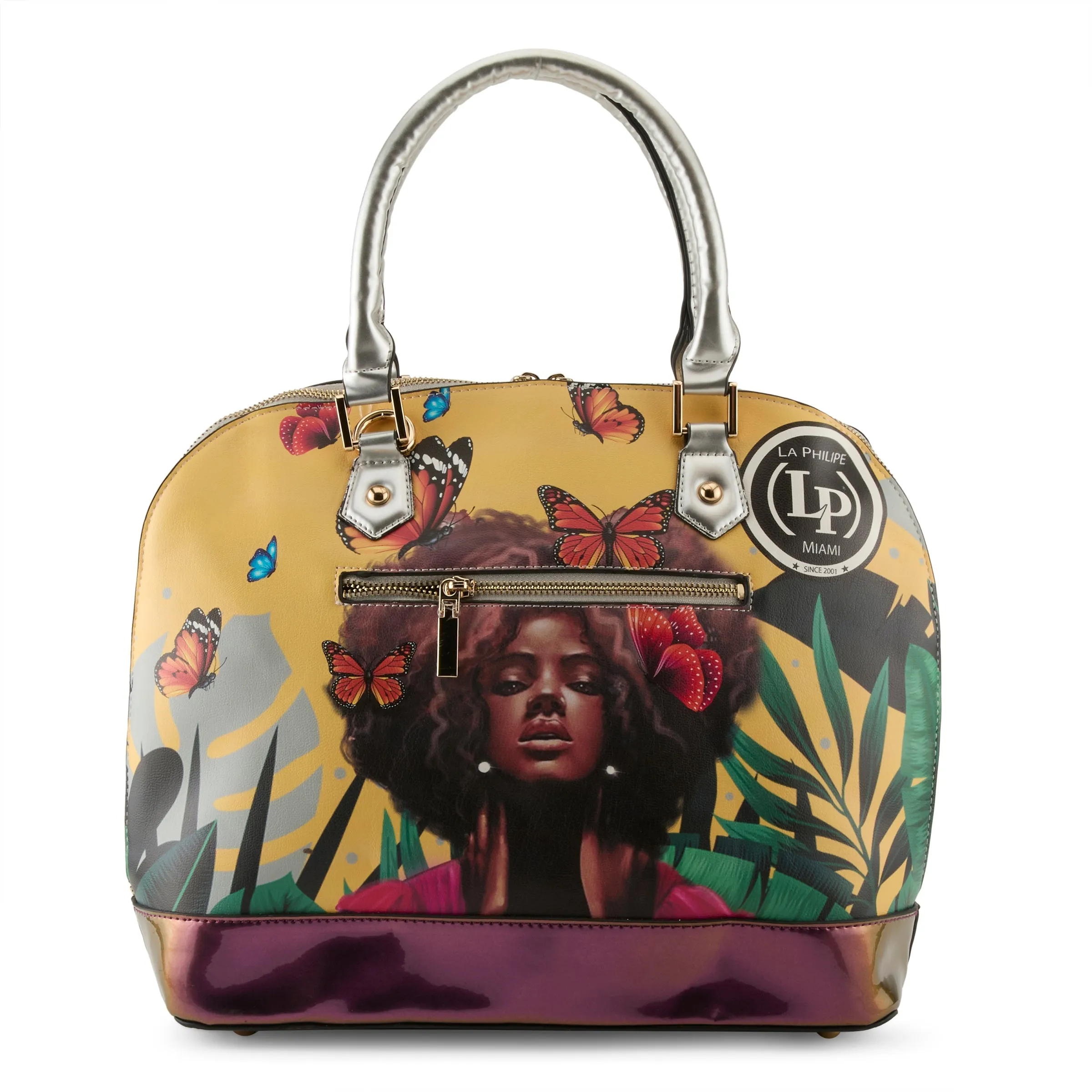 La Philipe Butterfly Fly Handbag Oval Women’s Pu Leather Yellow Lp1027 12