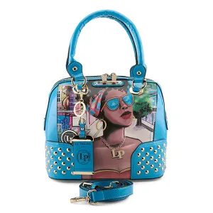 La Philipe Lp1001 8 Blue Pu Leather Square Handbag