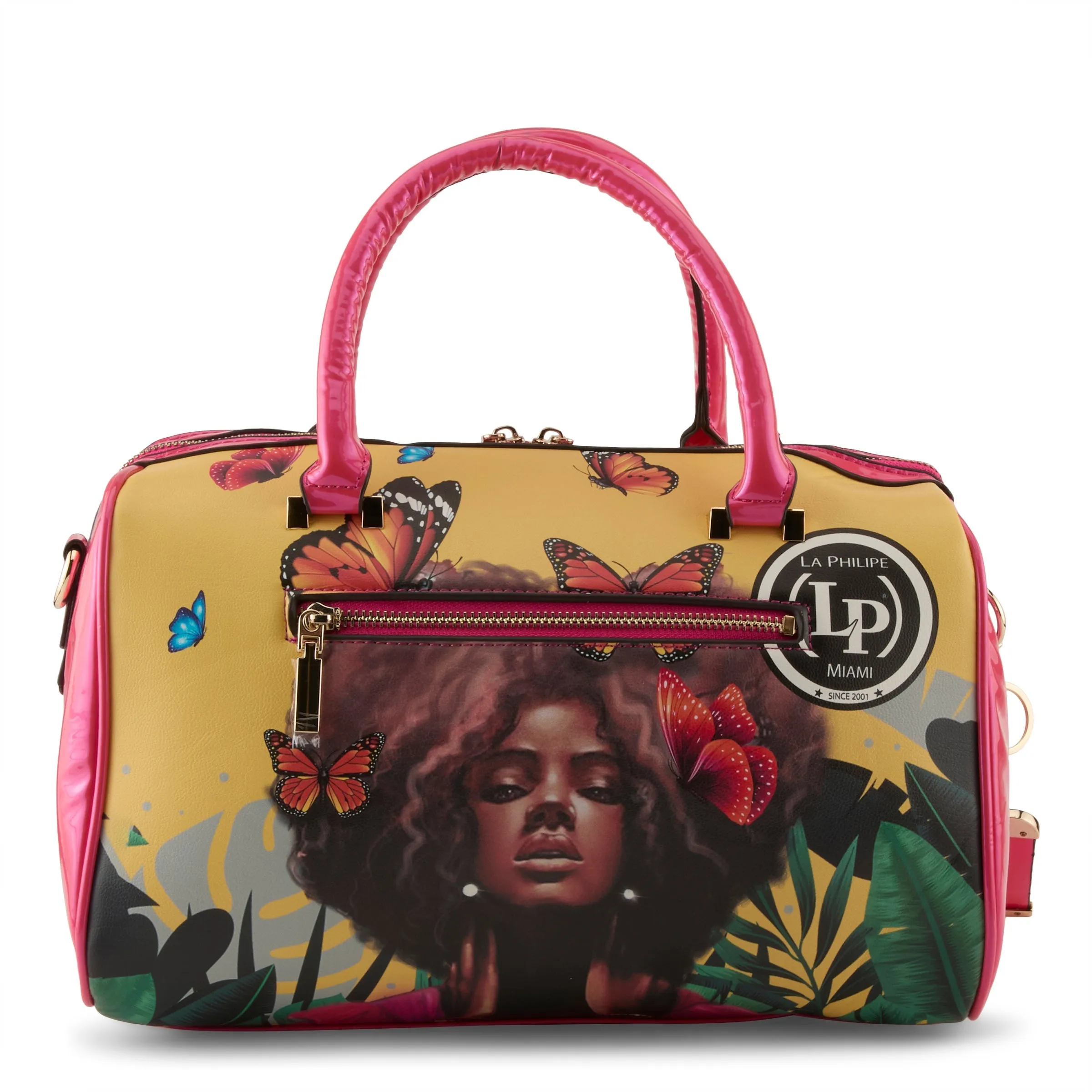 La Philipe Lp1020 12 Butterfly Fly Handbag Classic Yellow Pu Leather