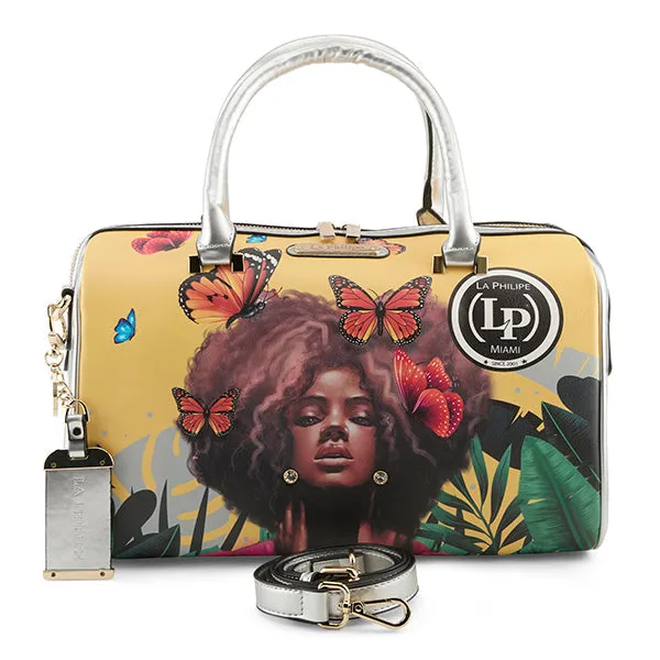 La Philipe Lp1020 12 Butterfly Fly Handbag Classic Yellow Pu Leather