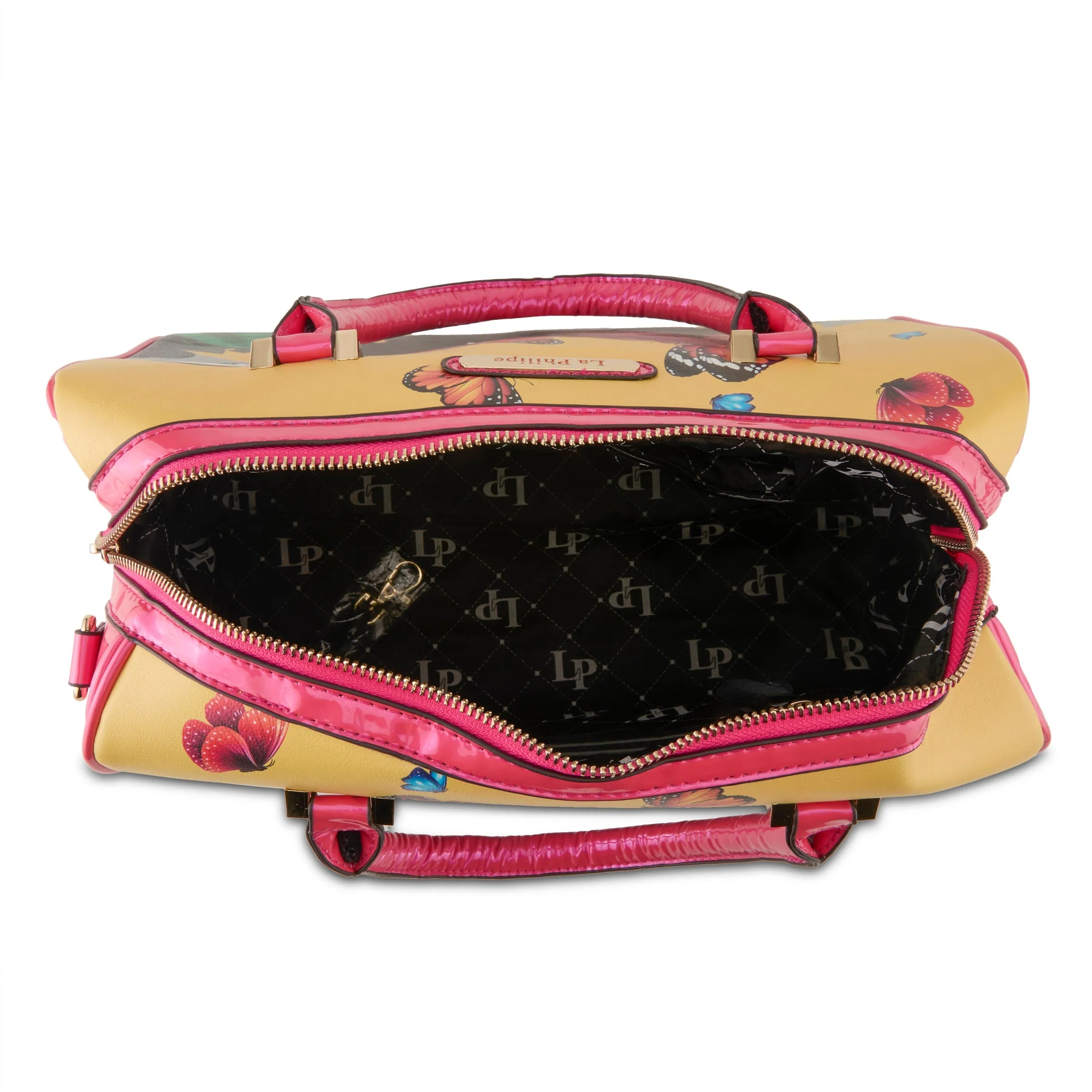 La Philipe Lp1020 12 Butterfly Fly Handbag Classic Yellow Pu Leather