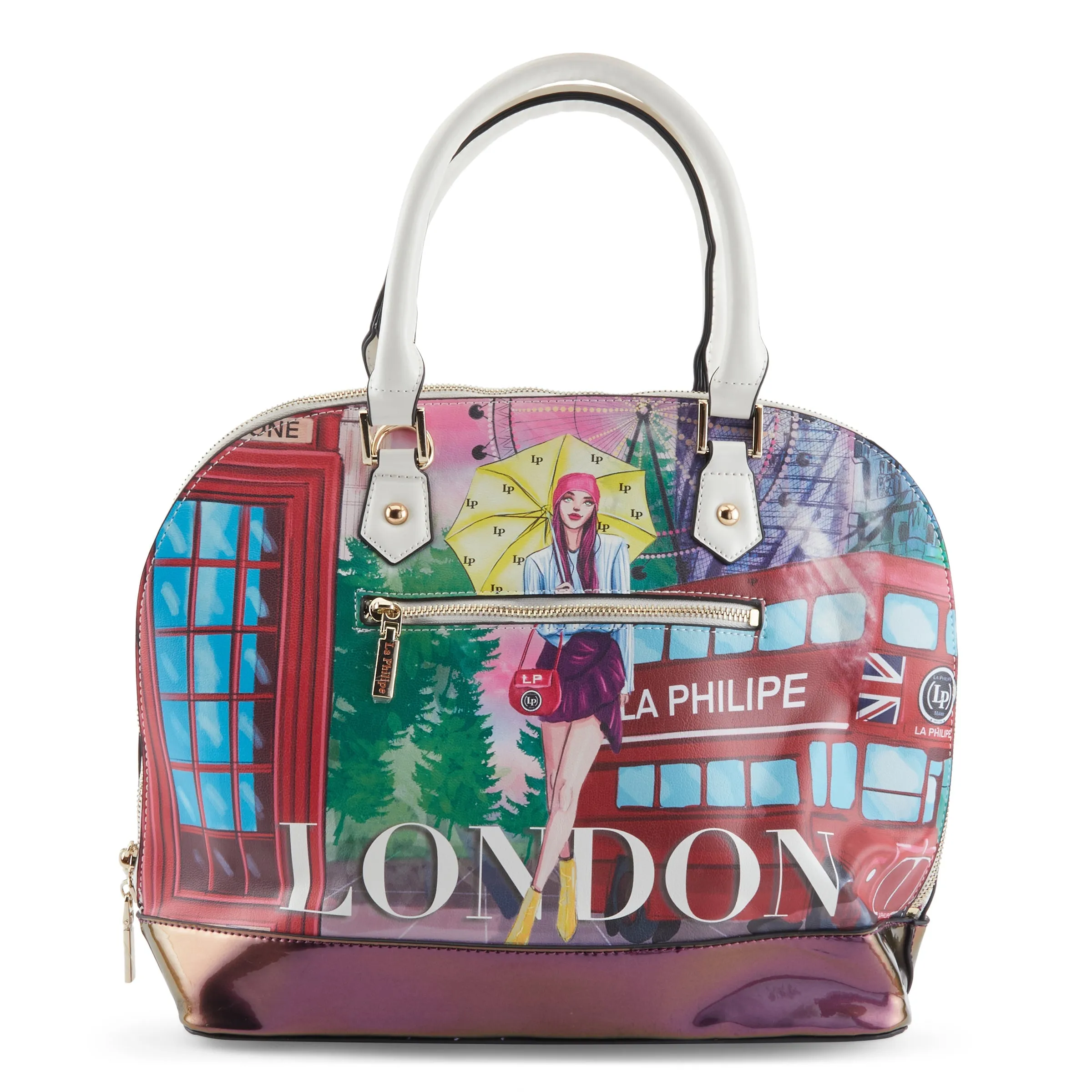 La Philipe Lp1027 11 Umbrella In London Handbag Oval Pu Leather