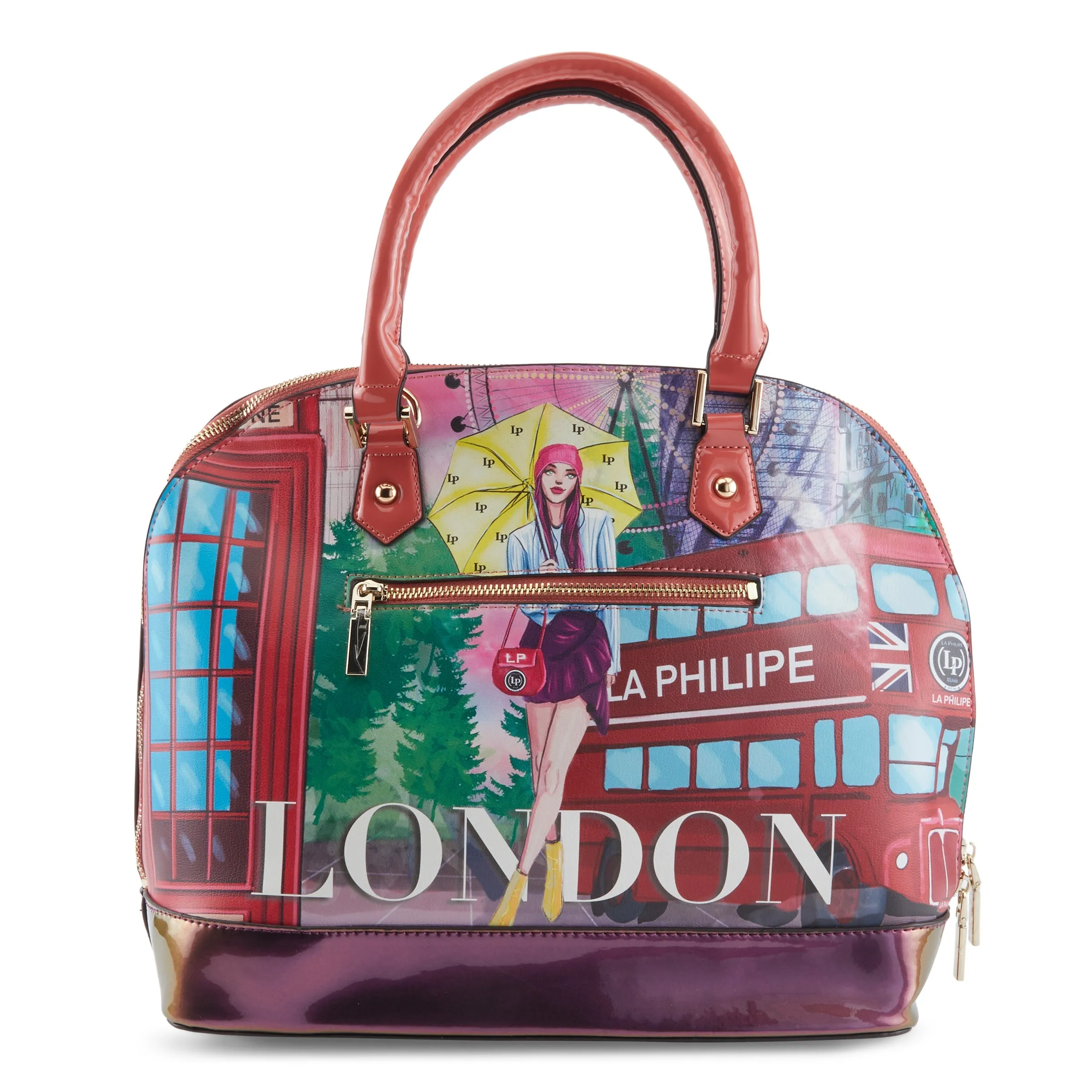 La Philipe Lp1027 11 Umbrella In London Handbag Oval Pu Leather