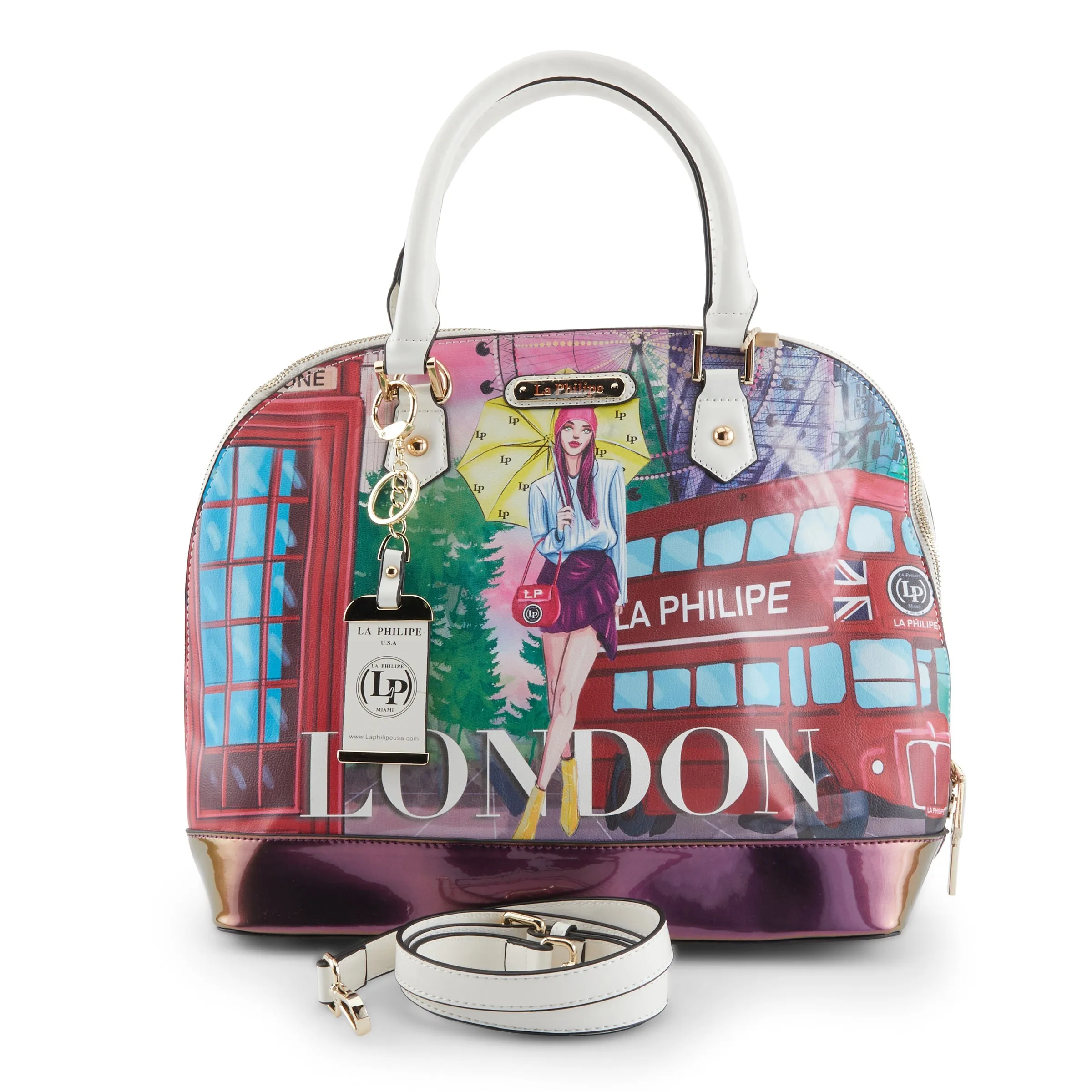 La Philipe Lp1027 11 Umbrella In London Handbag Oval Pu Leather