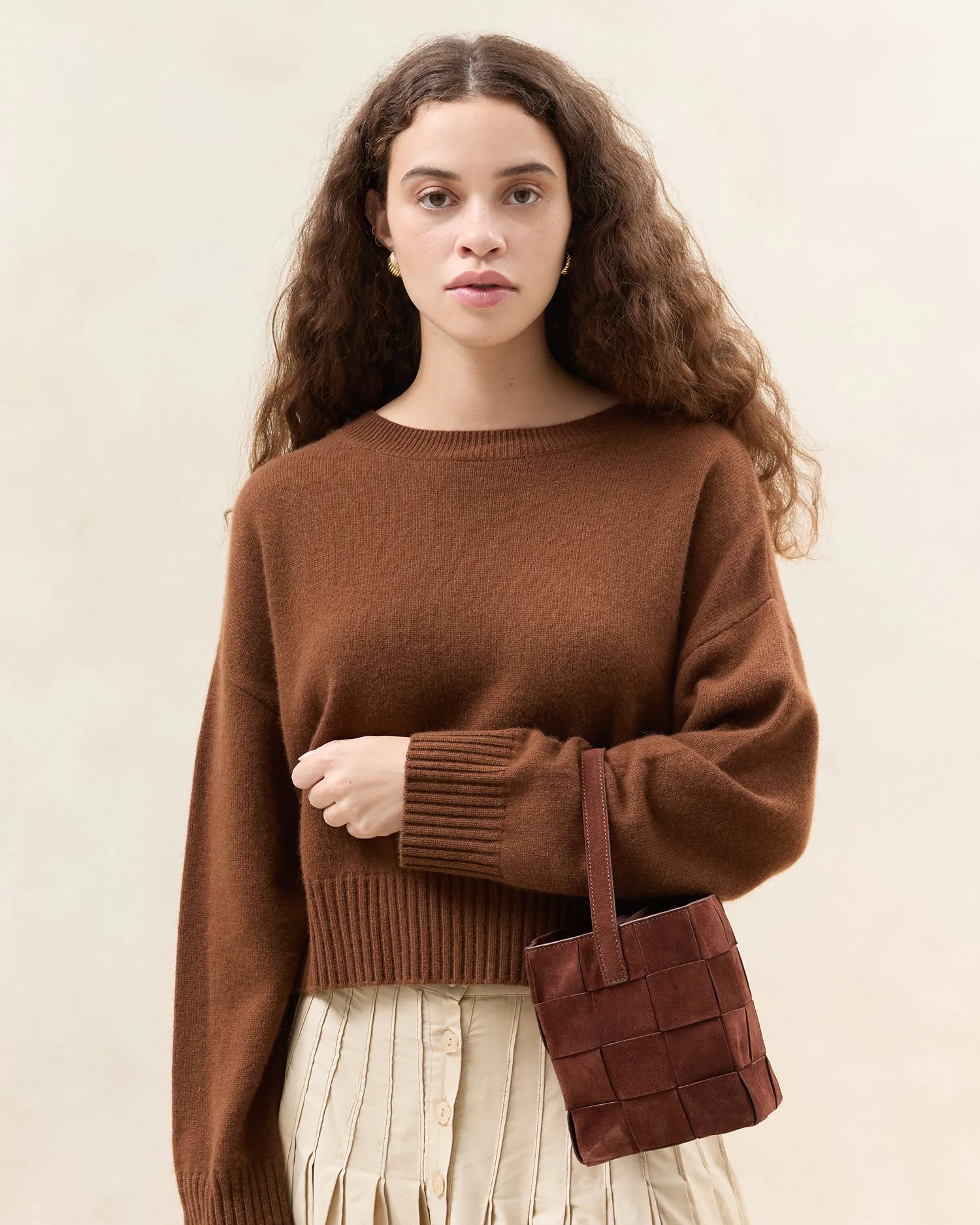 Laith Espresso Woven Bucket Bag