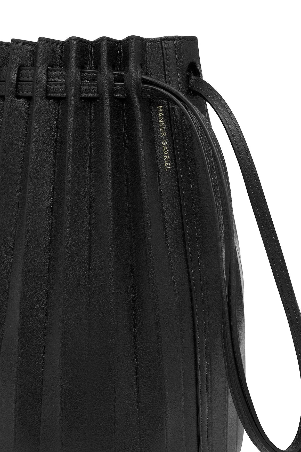 Lamb Pleated Bucket Bag - Black