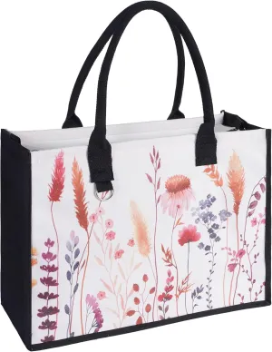 Large Canvas Tote Bag for Women with Zipper and Pocket Fashion Women Vintage Floral Handbags Travel Crossbody Bags